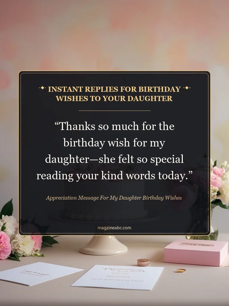 Instant Replies for Birthday Wishes to Your Daughter - Appreciation Message for My Daughter Birthday Wishes