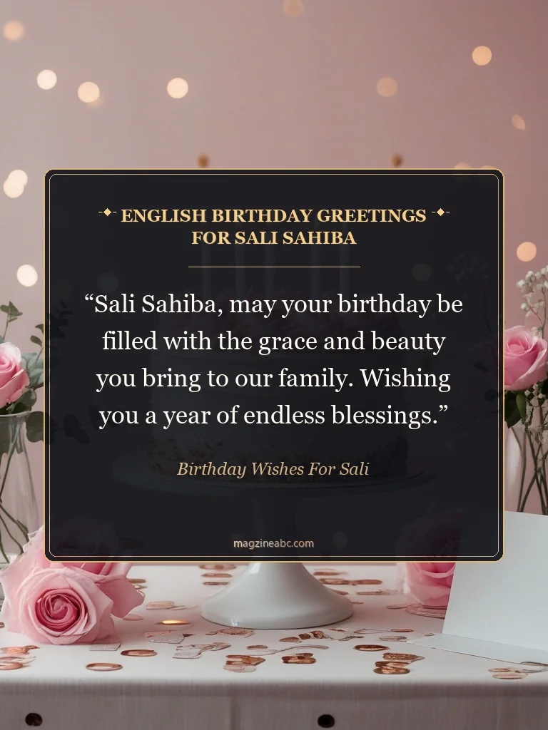 English Birthday Greetings for Sali Sahiba - Birthday Wishes for Sali