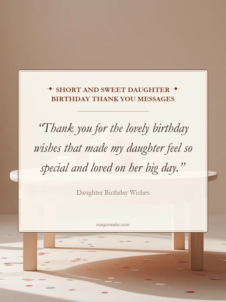 Short and Sweet Daughter Birthday Thank You Messages - Daughter Birthday Wishes