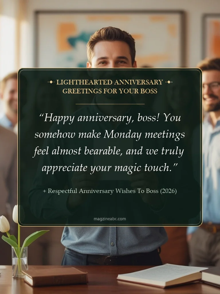 Lighthearted Anniversary Greetings for Your Boss - 525+ Respectful Anniversary Wishes To Boss (2026)