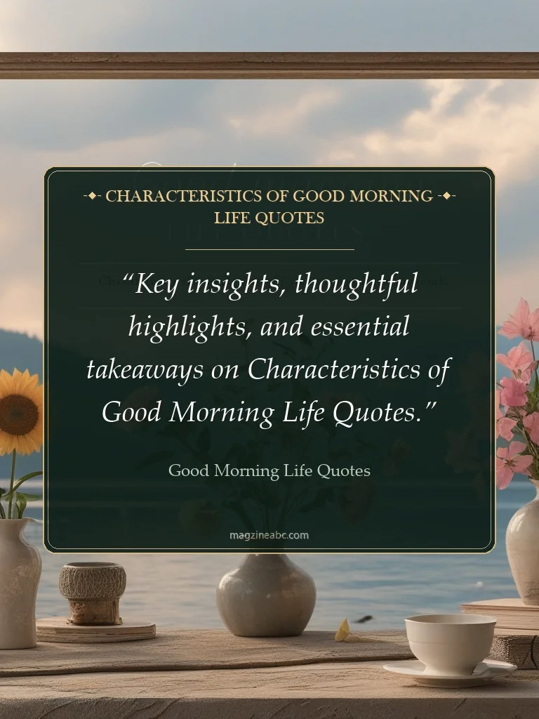 Characteristics of Good Morning Life Quotes - Good Morning Life Quotes