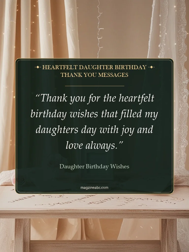 Heartfelt Daughter Birthday Thank You Messages - Daughter Birthday Wishes