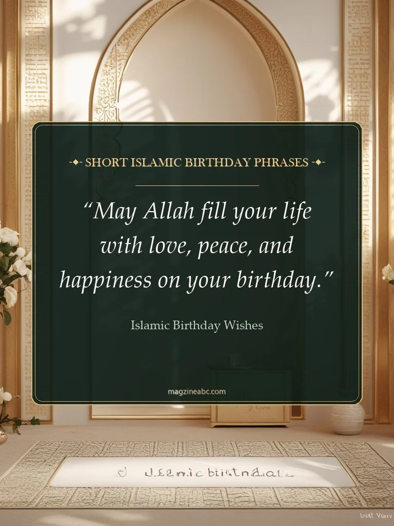 Short Islamic Birthday Phrases - Islamic Birthday Wishes