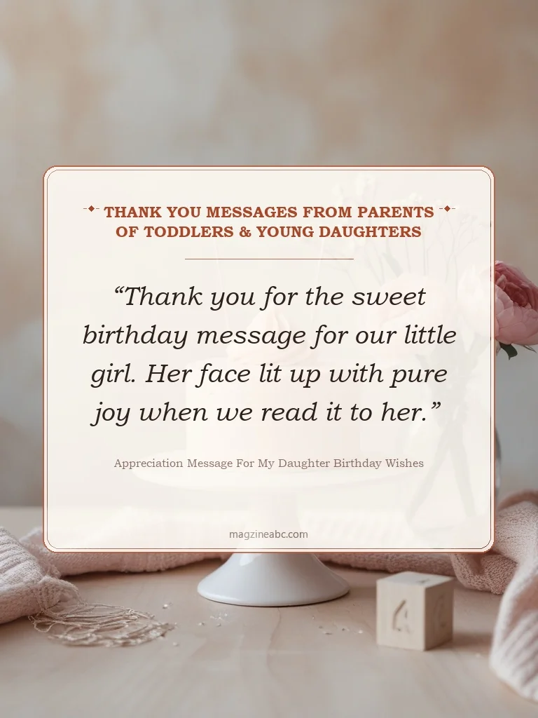 Thank You Messages from Parents of Toddlers & Young Daughters - Appreciation Message for My Daughter Birthday Wishes