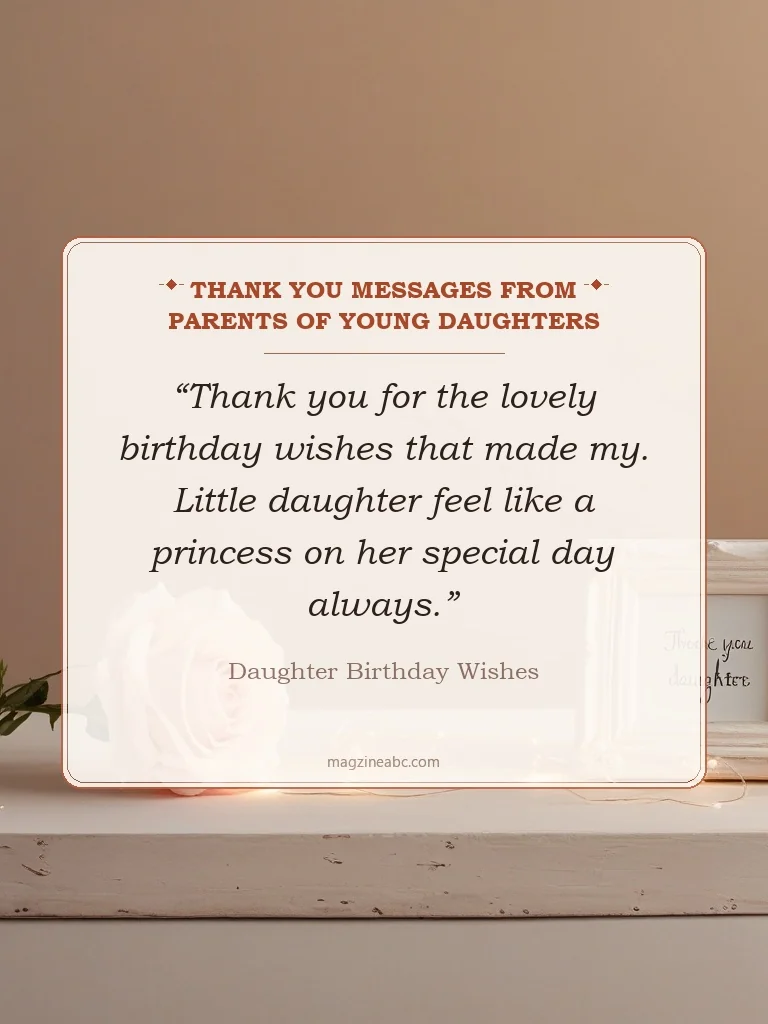 Thank You Messages from Parents of Young Daughters - Daughter Birthday Wishes