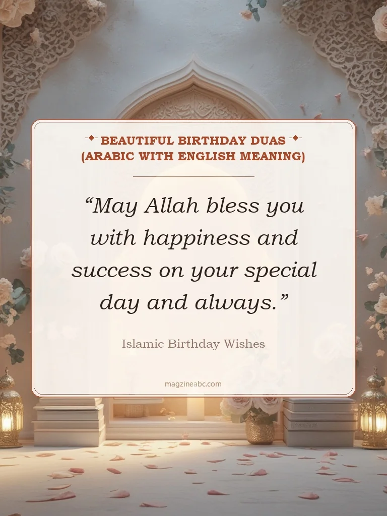 Beautiful Birthday Duas (Arabic with English Meaning) - Islamic Birthday Wishes