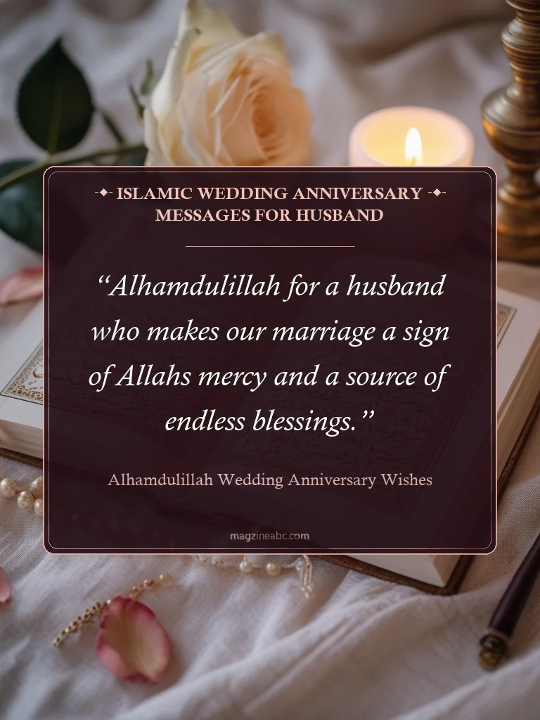 Islamic Wedding Anniversary Messages for Husband - Alhamdulillah wedding anniversary wishes